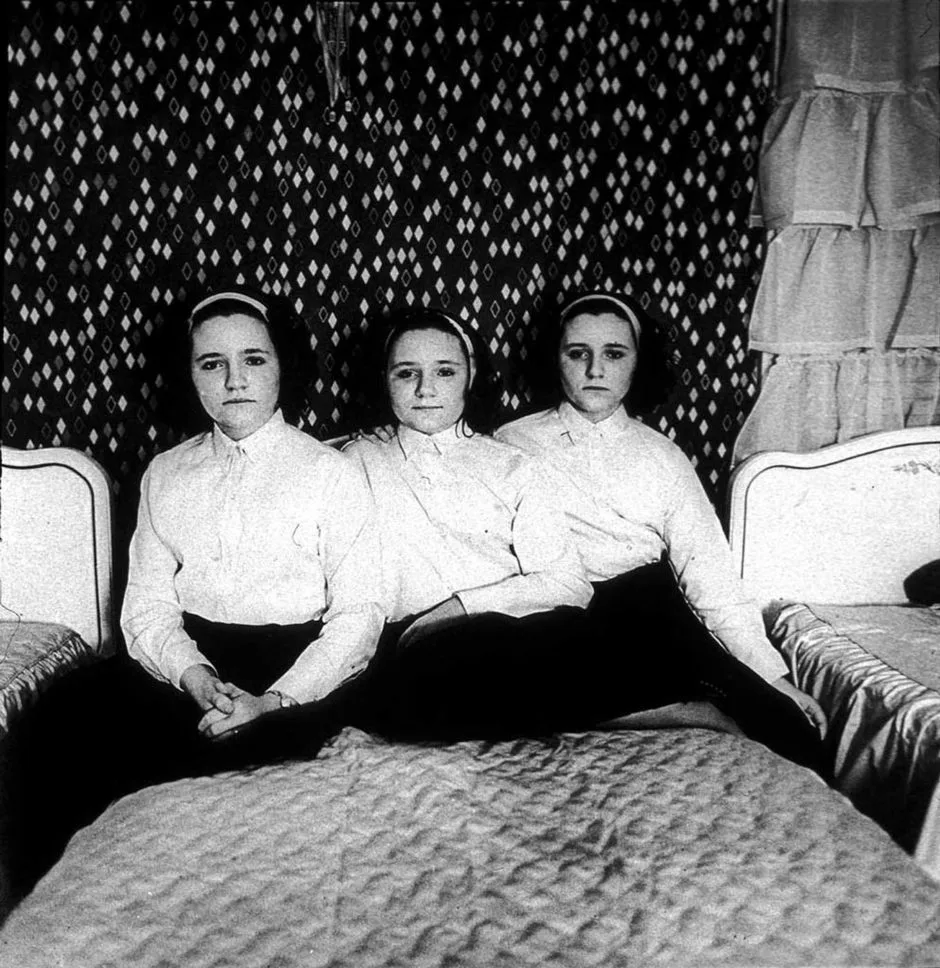 Triplets in Their Bedroom, N.J., 1963