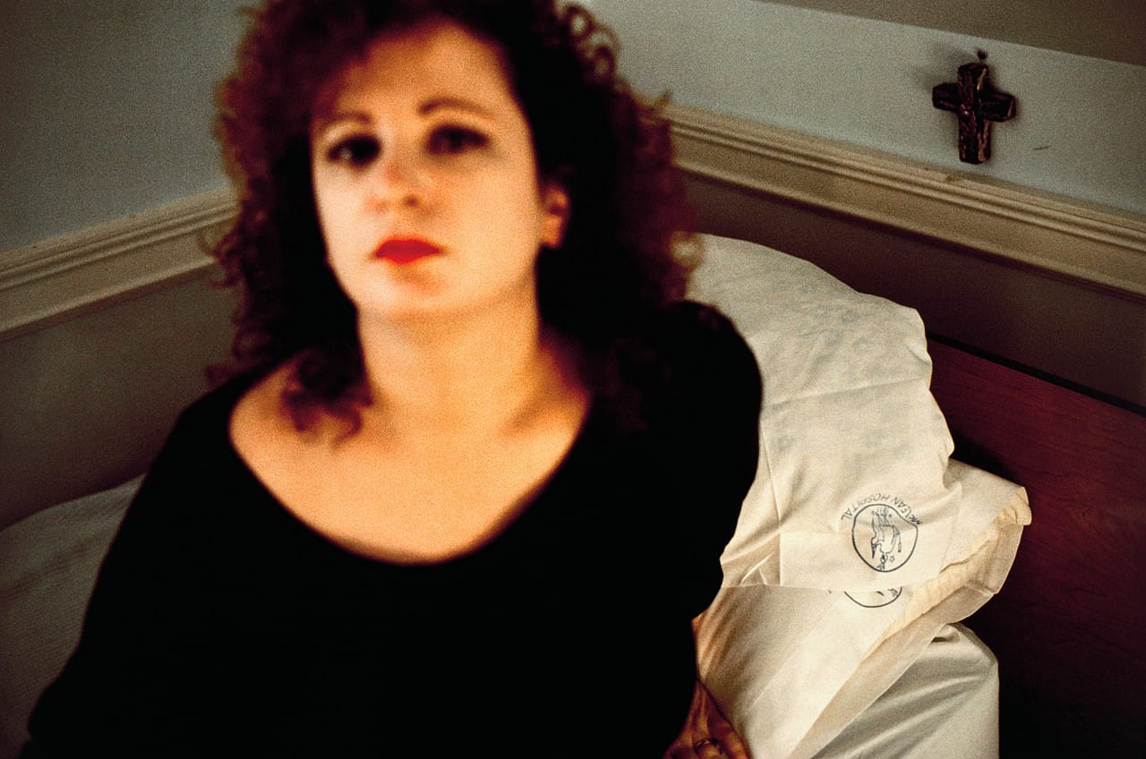 Nan Goldin, Self-portrait with milagro, The Lodge, Belmont, MA, 1988
