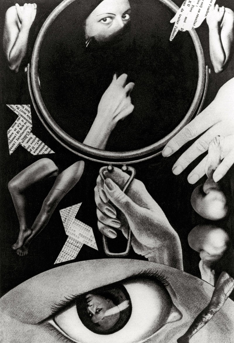 Photomontage d'Aveux non avenus, œil, mains et cercle