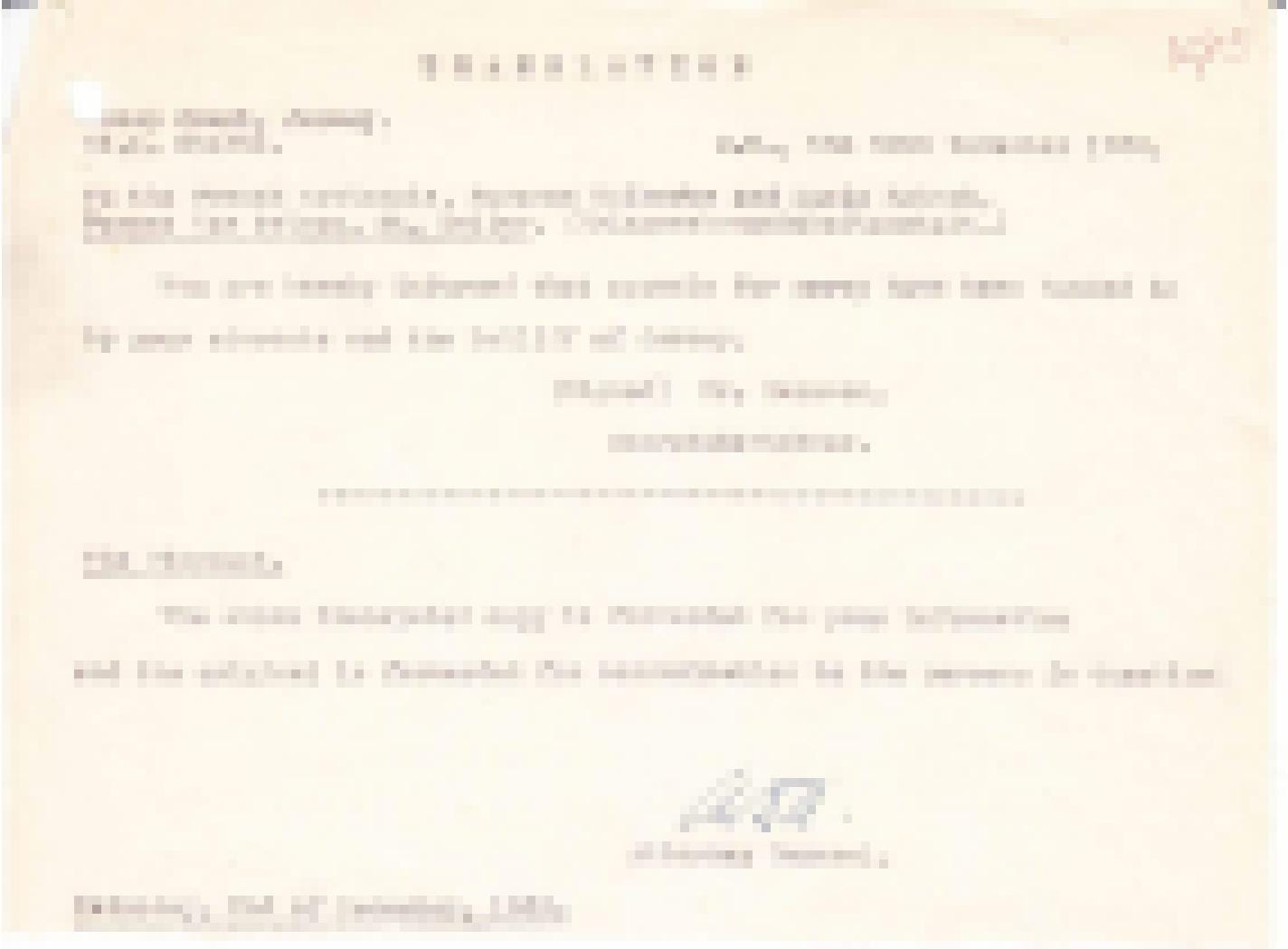 Document dactylographie du dossier allemand traduit en anglais, Jersey 1944