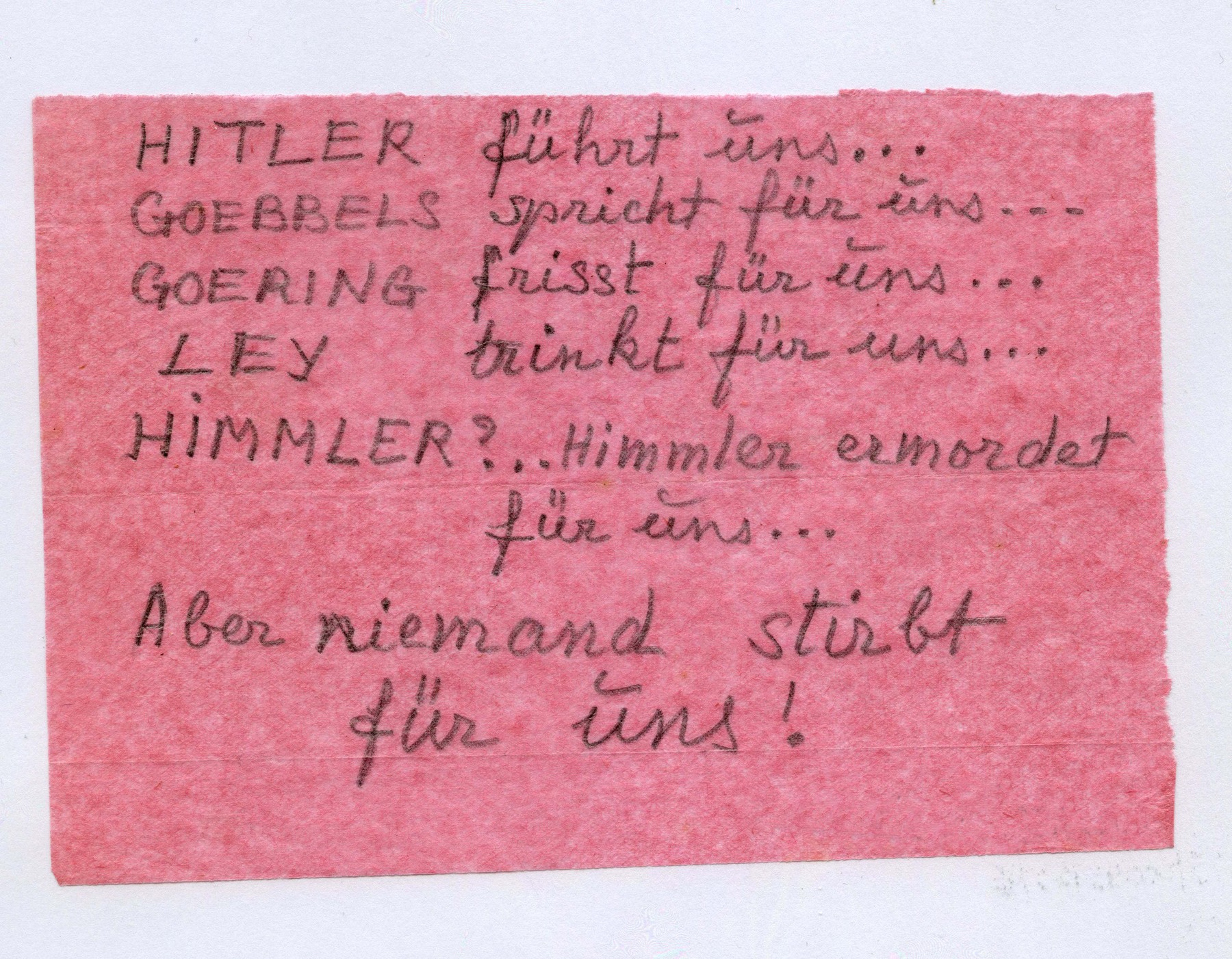 Tract manuscrit en allemand distribué par Claude Cahun et Marcel Moore