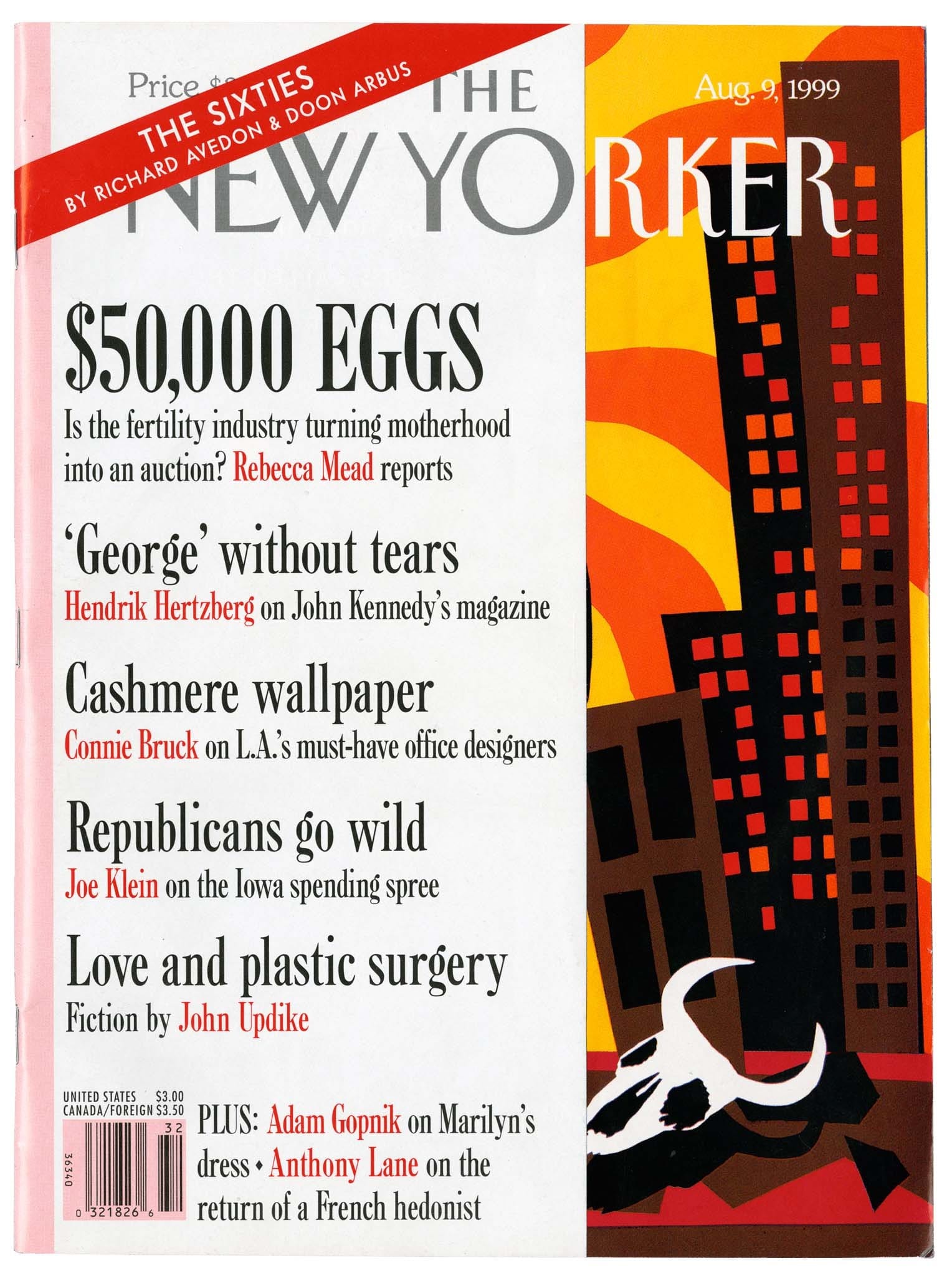 Couverture du New Yorker du 9 août 1999 annonçant le portfolio The Sixties