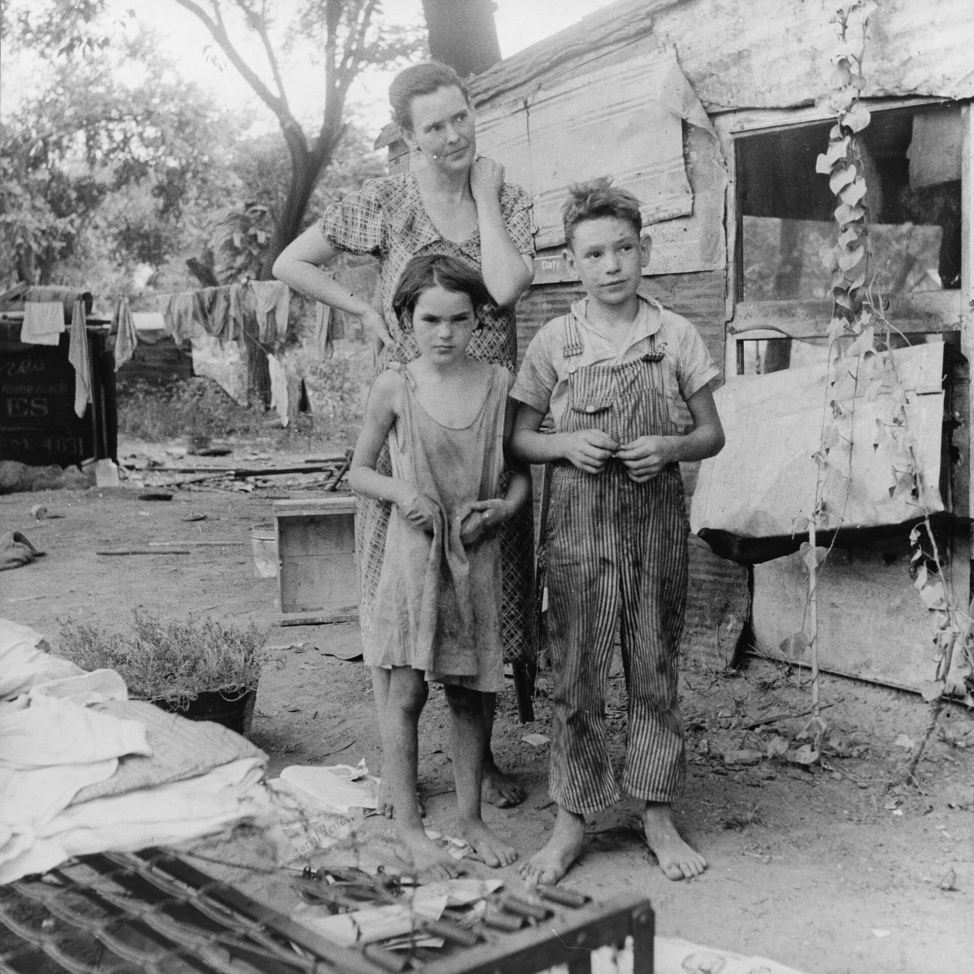 Mère et ses enfants dans l'Oklahoma, 1936, photographiées par Dorothea Lange