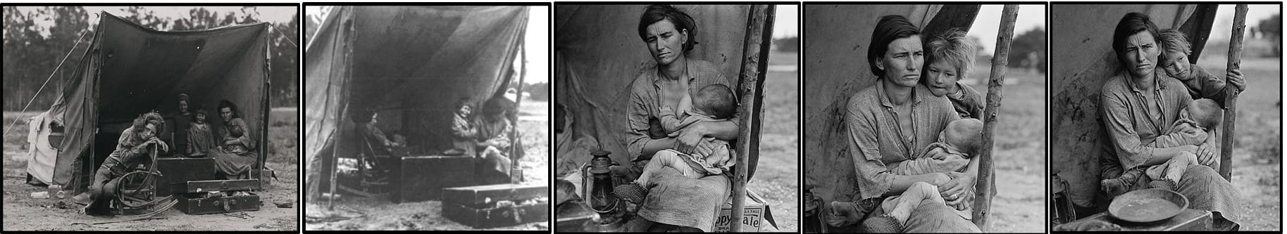 Montage des six vues de la séquence de Nipomo par Dorothea Lange