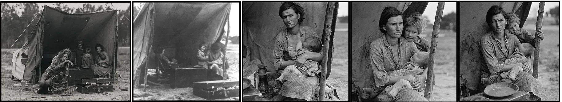 Montage des six vues de la séquence de Nipomo par Dorothea Lange