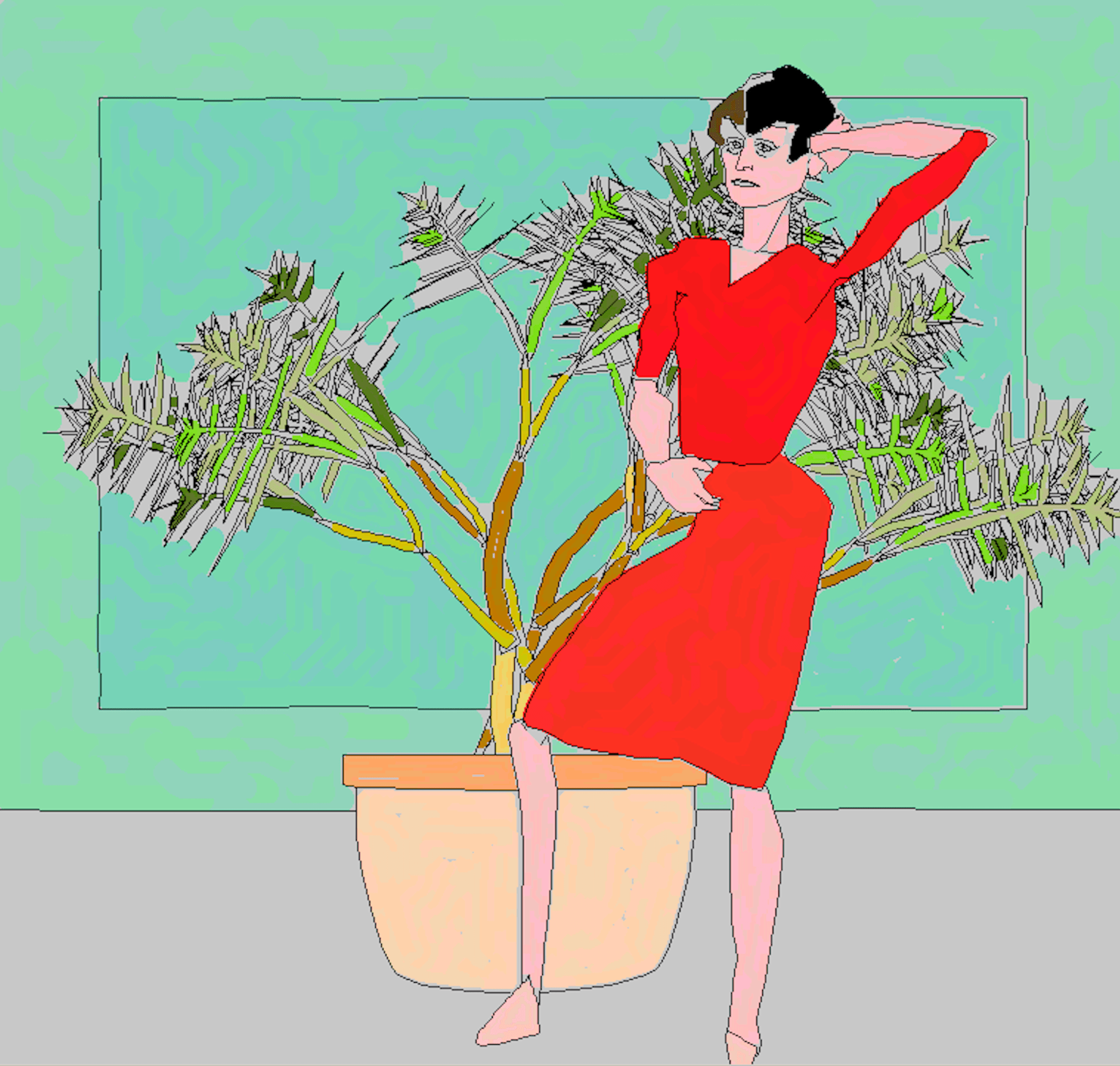 Dessin produit par le programme AARON de Harold Cohen