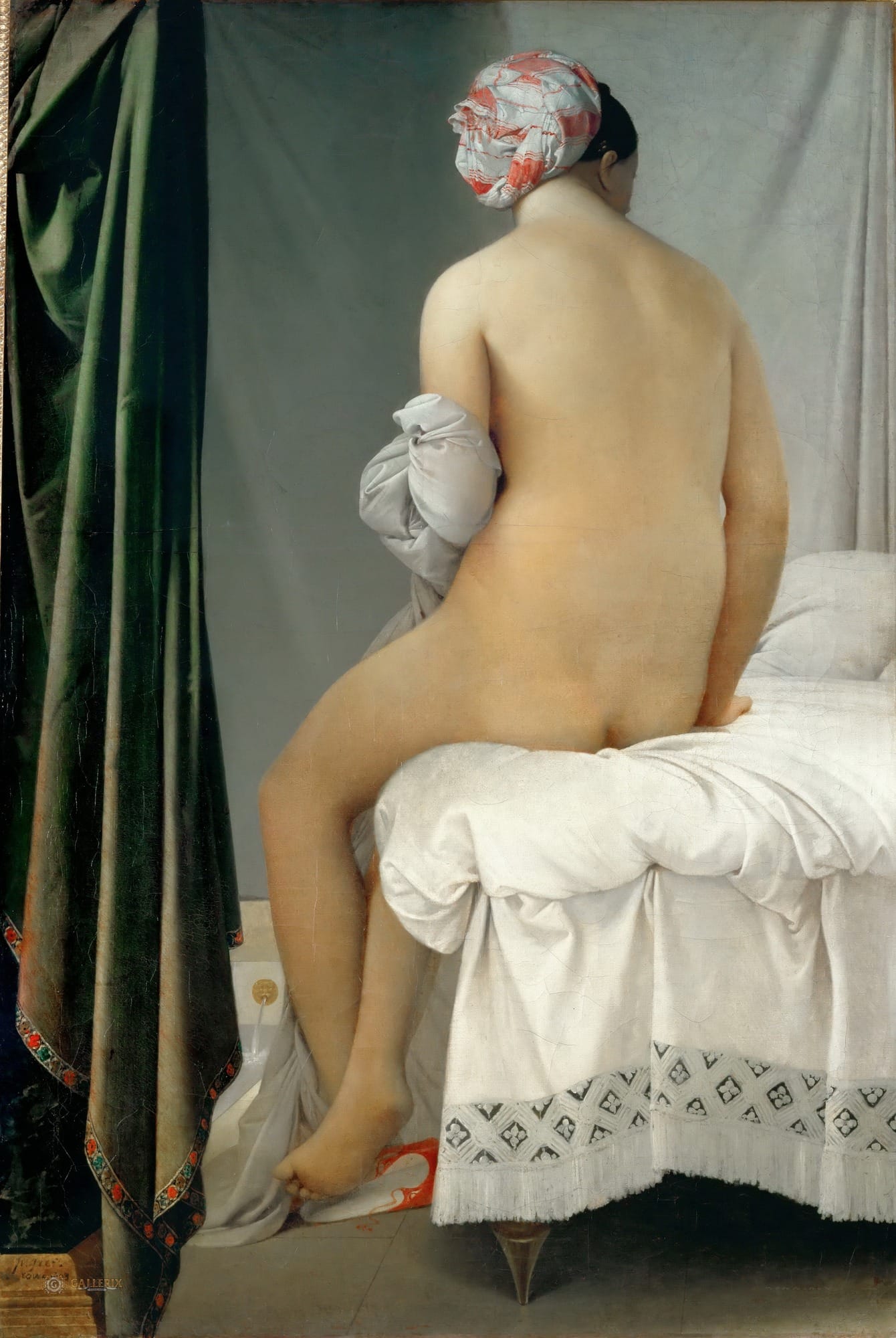 La Baigneuse de Valpinçon : femme nue de dos coiffée d’un turban, peinture de Jean-Auguste-Dominique Ingres, 1808