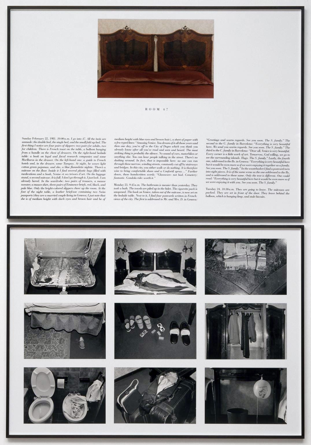 Planche de L'Hôtel de Sophie Calle consacrée à la chambre 47
